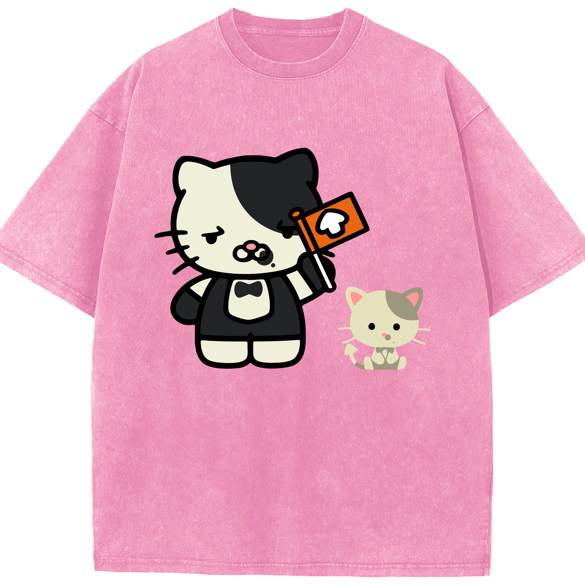 （画像用） Hello Kitty ハローキティ 綿100% ヴィンテージ風 半袖Tシャツ（フロントプリント）